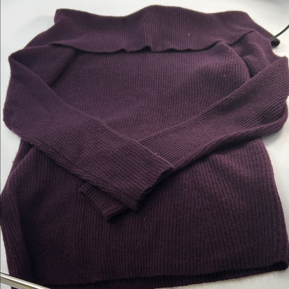 Bloomingdale's Off-the-Shoulder Plum Sweater cashmere - Picture 10 of 16